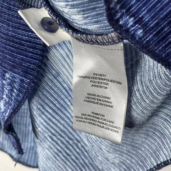 Almost Famous Womens Shirt M Blue Textured Crinkle Blouse Button Front Stretchy - Picture 5 of 7